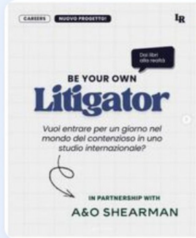 La locandina di Be Your Own Litigator, in partnership con A&O Shearman
